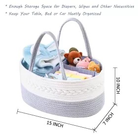 Little Story Cotton Rope Diaper Caddy - Grey