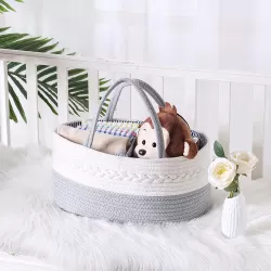 Little Story Cotton Rope Diaper Caddy - Grey