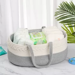 Little Story Cotton Rope Diaper Caddy - Grey