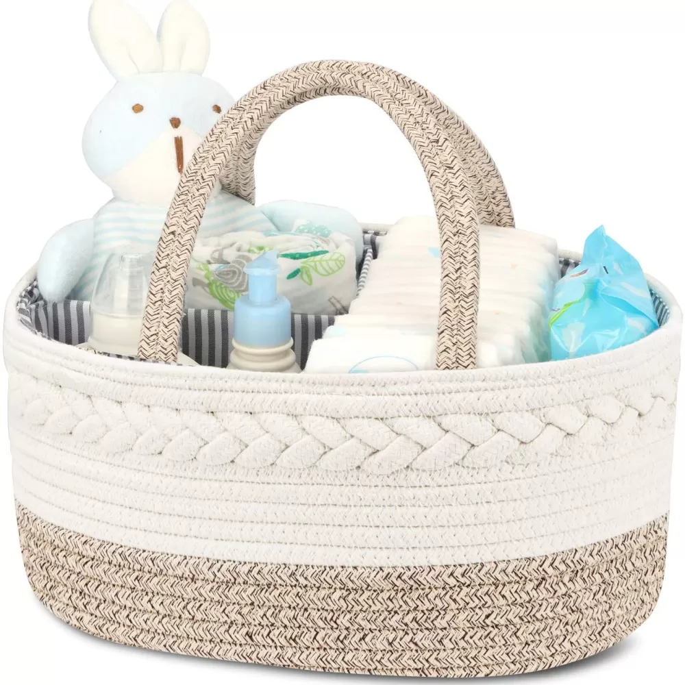 Little Story Cotton Rope Diaper Caddy - Ivory