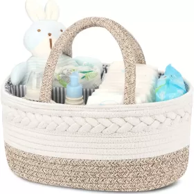 Little Story Cotton Rope Diaper Caddy - Ivory