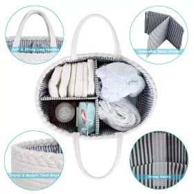 Little Story Cotton Rope Diaper Caddy - Ivory