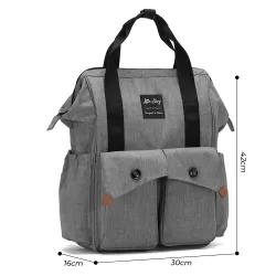 Little Story Elite Diaper Bag with Stroller Hooks & Changing mat - Grey