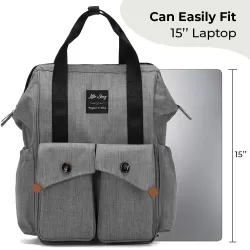 Little Story Elite Diaper Bag with Stroller Hooks & Changing mat - Grey