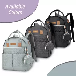 Little Story Quilted Diaper Backpack with Pacifier bag and Stroller hooks - Wedgewood Green