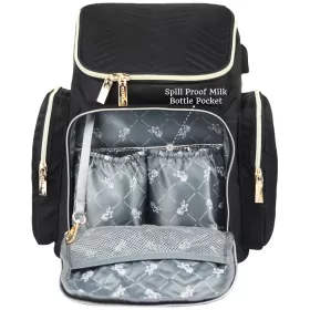 Little Story Georgia Diaper Bag with Changing Pad & Stroller Hooks - Black