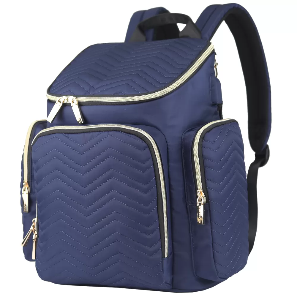 Little Story Georgia Diaper Bag with Changing Pad & Stroller Hooks - Navy Blue