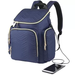 Little Story Georgia Diaper Bag with Changing Pad & Stroller Hooks - Navy Blue