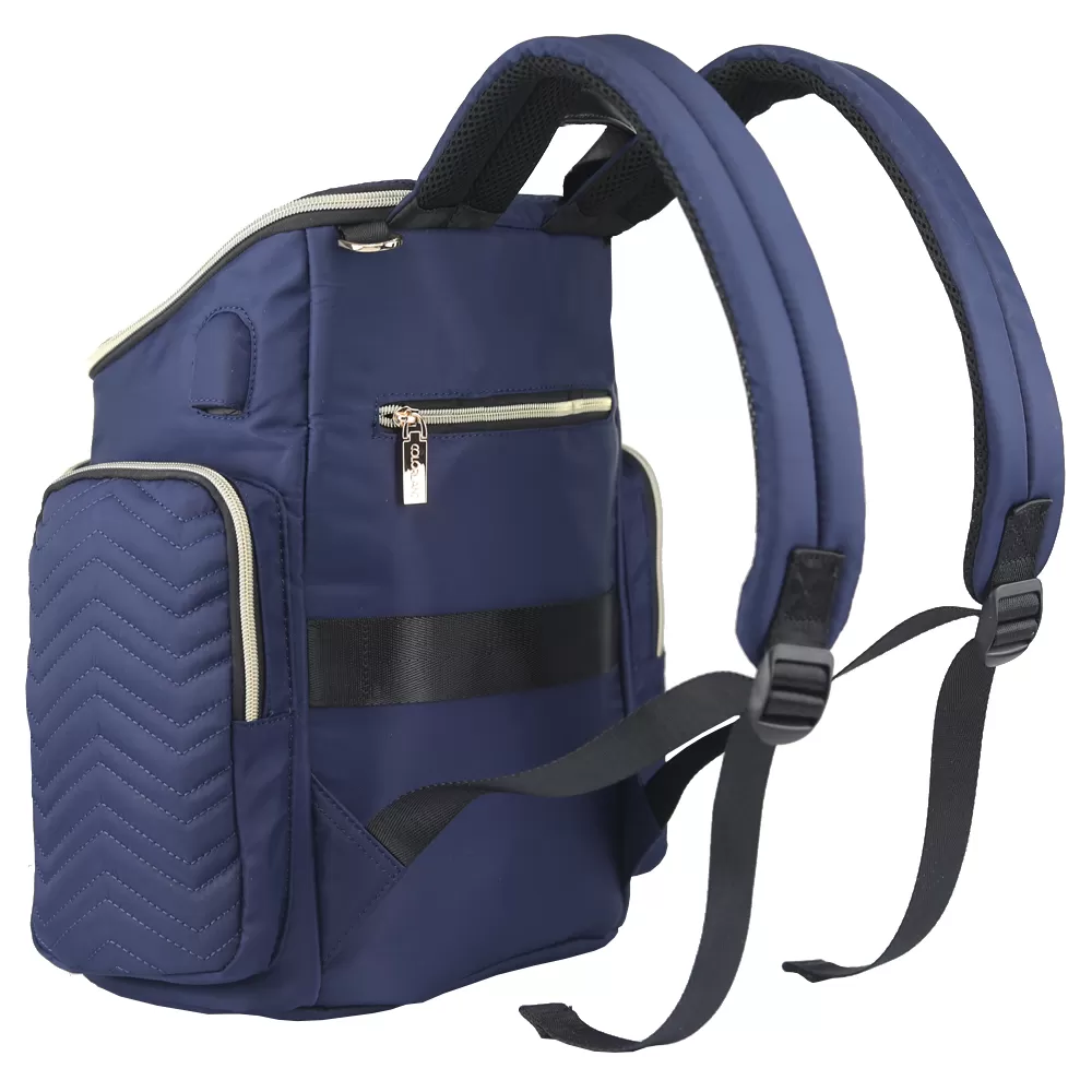 Little Story Georgia Diaper Bag with Changing Pad &amp; Stroller Hooks - Navy Blue