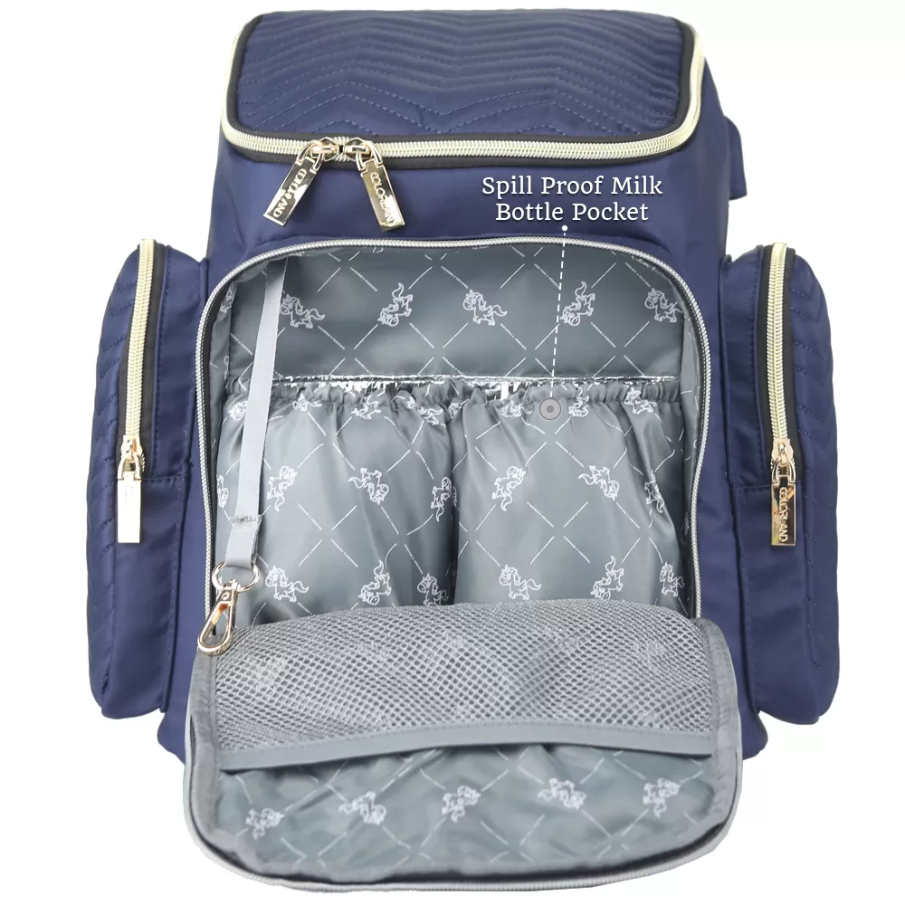 Little Story Georgia Diaper Bag with Changing Pad &amp; Stroller Hooks - Navy Blue