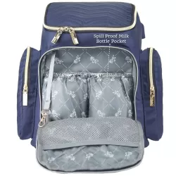 Little Story Georgia Diaper Bag with Changing Pad & Stroller Hooks - Navy Blue