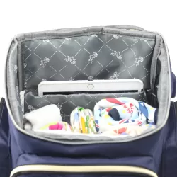 Little Story Georgia Diaper Bag with Changing Pad & Stroller Hooks - Navy Blue