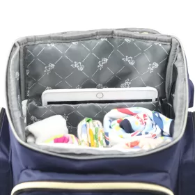 Little Story Georgia Diaper Bag with Changing Pad & Stroller Hooks - Navy Blue