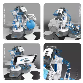 Little Story DIY Hydraulic Power Principle based 3 - IN - 1 Mechanical / Robotic Arm Toy (220 Pcs), STEM Series - Grey