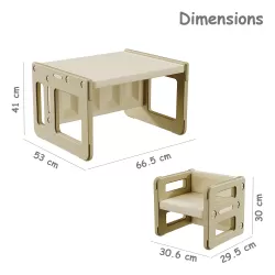 Little Story - Kids Study Table with Chair - Beige