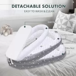 Little Story Soft Breathable Fiberfill Newborn Lounger Bed - Royal Grey