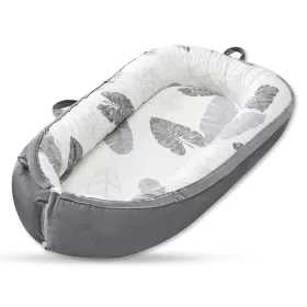 Little Story Soft Breathable Fiberfill Newborn Lounger Bed - Feather Grey