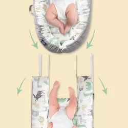 Little Story Soft Breathable Fiberfill Newborn Lounger Bed - Jungle Grey