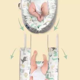 Little Story Soft Breathable Fiberfill Newborn Lounger Bed - Jungle Grey