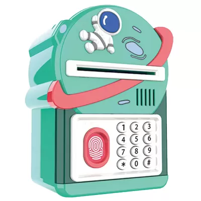 Little Story - Cute Piggy Bank wt Fingerprint Lock & Music - Astronaut Green