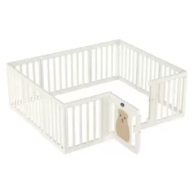 Little Story - Portable Playpen w/ Door- Bear White