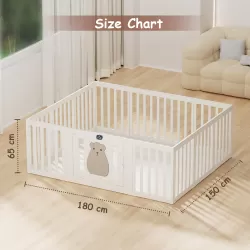 Little Story - Portable Playpen w/ Door- Bear White