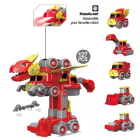 Little Story - Kids Toy 5in1 Robot Transformation Fire Fighter Truck with Remote - Red