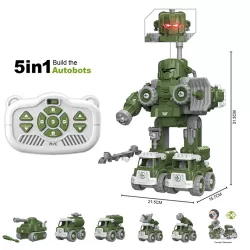 Little Story - Kids Toy 5in1 Military Robot Transformation Vehicle with Remote Control - Green