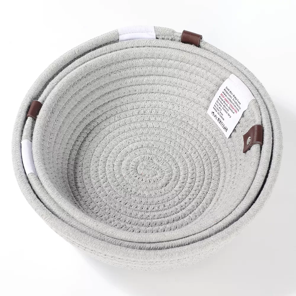 Little Story Multipurpose Rope Baskets - Set of 3 - Grey