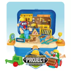 Little Story ROLE PLAY ENGINEERING / CONSTRUCTION SITE BOX WITH DOUGH BACKPACK (42 Pcs) - Blue