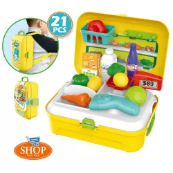 Little Story ROLE PLAY SHOPKEEPER / SUPERMARKET SET BOX BACKPACK (21 Pcs) - Yellow