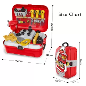 Little Story ROLE PLAY MECHANIC / BUILDER TOOL BOX BACKPACK (25 Pcs) - Red