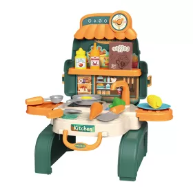 Little Story ROLE PLAY CHEF / KITCHEN / RESTAURANT TOY SET SCHOOL BAG (21 Pcs) - Green, 3 - IN - 1 Mode