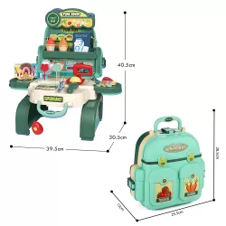 Little Story ROLE PLAY SHOPKEEPER / SUPERMARKET TOY SET SCHOOL BAG (36 Pcs) - Green, 3 - IN - 1 Mode