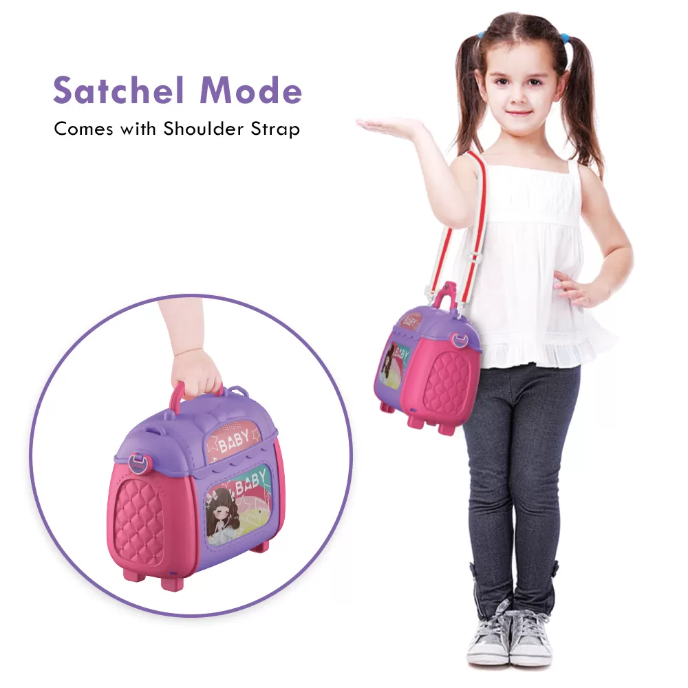 Little Story ROLE PLAY BEAUTICIAN / SALON / BEAUTY PARLOUR TOY SET SATCHEL (21Pcs) - Purple, 3 - IN - 1 Mode