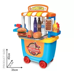 Little Story ROLE PLAY BBQ STATION / FOOD CART (33 Pcs) - Blue