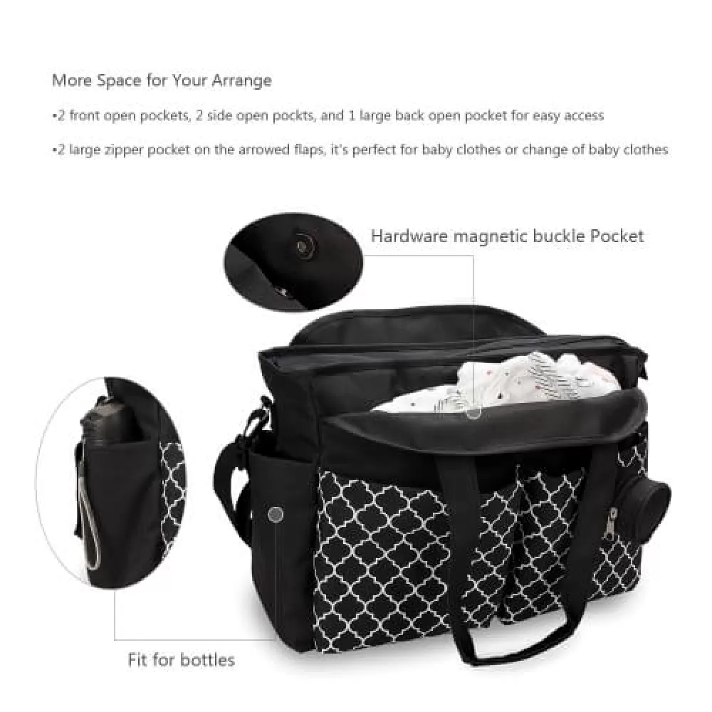 Little Story Signature Diaper Bag - Black