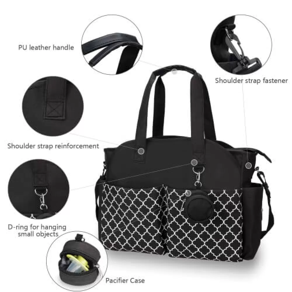 Little Story Signature Diaper Bag - Black