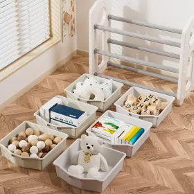 Little Story - Kids Toys Storage with 6 Storage Box - Grey White