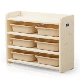 Little Story - Kids Toys Storage with 6 Storage Box - Beige White