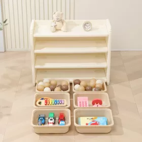 Little Story - Kids Toys Storage with 6 Storage Box - Beige White