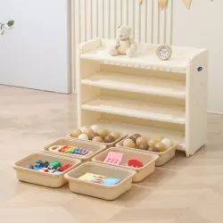 Little Story - Kids Toys Storage with 6 Storage Box - Beige White