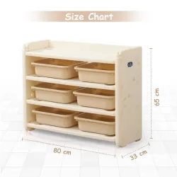 Little Story - Kids Toys Storage with 6 Storage Box - Beige White