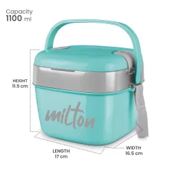 Milton Cubic Small Inner Stainless Steel Lunch Box 1100 ml Aqua Green