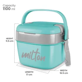 Milton Cubic Small Inner Stainless Steel Lunch Box 1100 ml Aqua Green