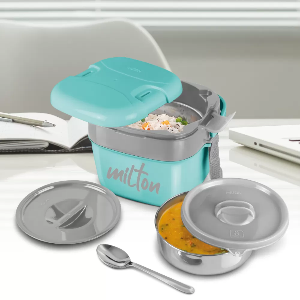 Milton Cubic Small Inner Stainless Steel Lunch Box 1100 ml Aqua Green