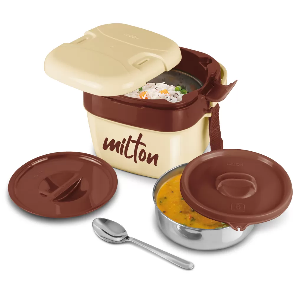 Milton Cubic Small Inner Stainless Steel Lunch Box 1100 ml Ivory