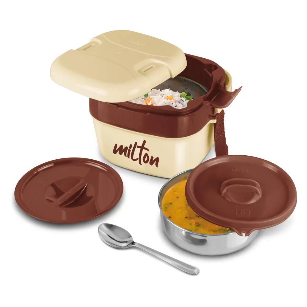 Milton Cubic Small Inner Stainless Steel Lunch Box 800 ml Ivory