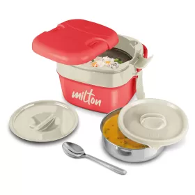 Milton Cubic Small Inner Stainless Steel Lunch Box 800 ml Red