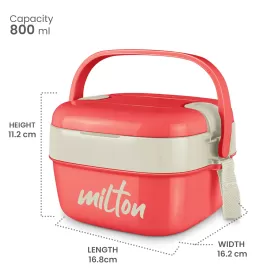 Milton Cubic Small Inner Stainless Steel Lunch Box 800 ml Red